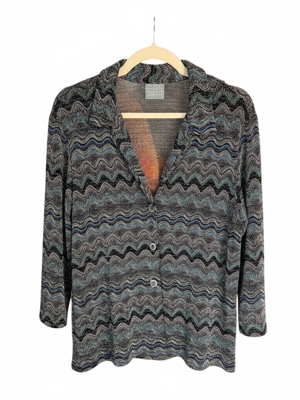 Vintage 90s Missoni / Zigzag Print Sparkly Button Up | L